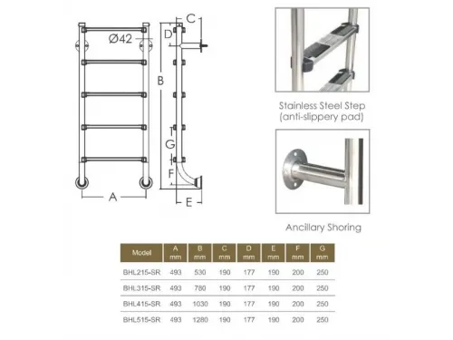 Лестница 5 ст. (без поручней) Aquaviva BHL515-SR AISI-304