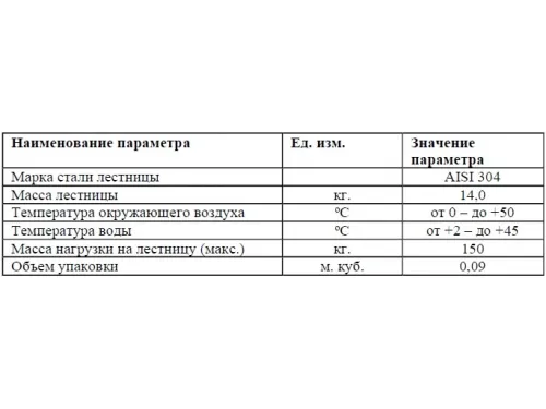 Лестница 5 ст. (ш.б.) Flexinox STANDARD из нержавеющей стали AISI-316