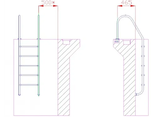 Лестница 5 ст. (ш.б.) Flexinox STANDARD из нержавеющей стали AISI-316