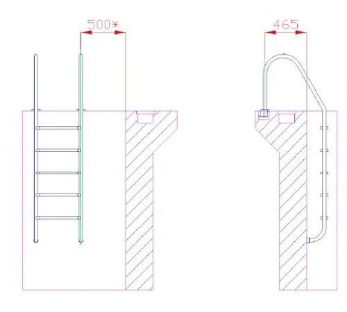 Лестница 5 ст. (ш.б.) Flexinox STANDARD из нержавеющей стали AISI-316