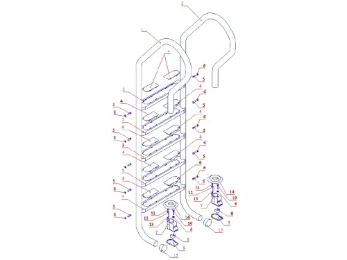 Лестница 5 ст. (у.б.) Flexinox PARALLEL из нержавеющей стали AISI-304
