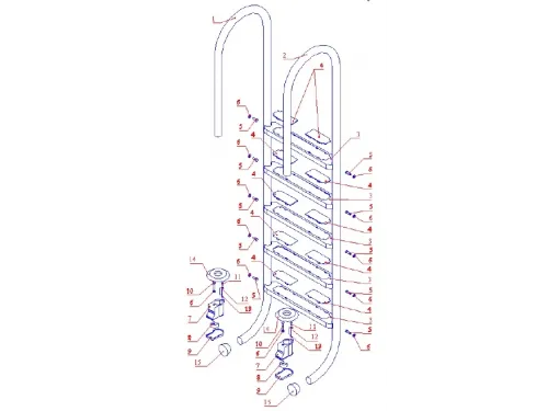 Лестница 5 ст. (у.б.) Flexinox WALL из нержавеющей стали AISI-304