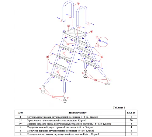 Лестница 4+4 ст. (стремянка) ELEVATED/ELEVADA (EEP 4.C) Kripsol