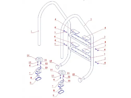 Лестница 2 ст. (ш.б.) Flexinox STANDARD из нержавеющей стали AISI-304