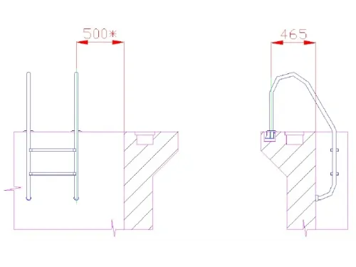 Лестница 2 ст. (ш.б.) Flexinox STANDARD из нержавеющей стали AISI-304