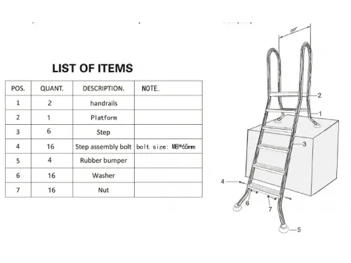 Лестница 5+1 ст. (стремянка) Mayer Schwimmbad AISI-304 05525