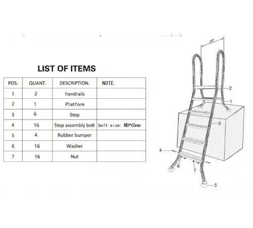 Лестница 4+1 ст. (стремянка) Mayer Schwimmbad AISI-304 05524