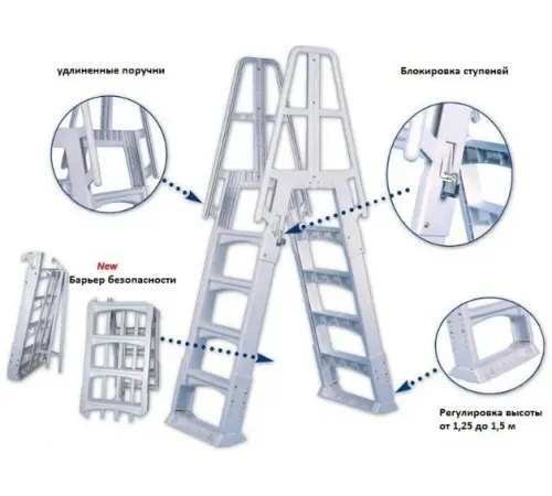 Лестница 4+4 ст. (стремянка) SLA001 Kripsol (пластик) 