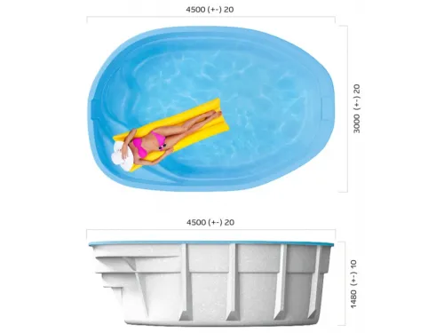 Композитный бассейн Лион 4,50*3,00*1,48 м., Франмер