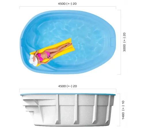 Композитный бассейн Лион 4,50*3,00*1,48 м., Франмер