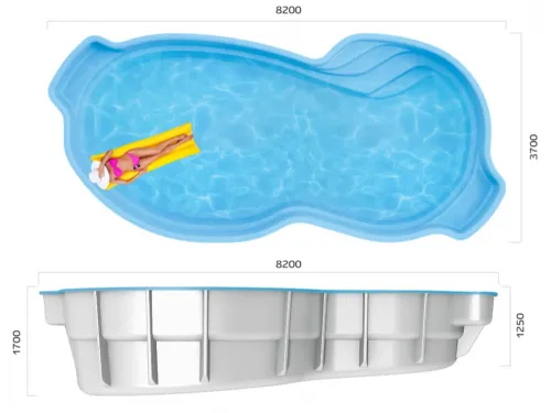 Композитный бассейн Манхэттен 8,20*3,70*1,25-1,7 м., Франмер
