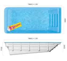 Композитный бассейн Марсель 7,86*3,66*1,25-1,72 м., Франмер