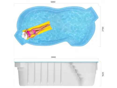Композитный бассейн Мартиника 5,66*2,76*1,62 м., Франмер