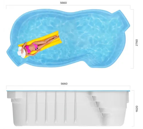 Композитный бассейн Мартиника 5,66*2,76*1,62 м., Франмер