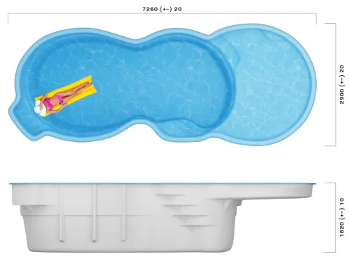 Композитный бассейн Мартиника Атолл 7,26*2,9*1,62 м. Франмер