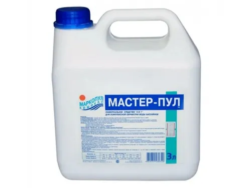 МАСТЕР-ПУЛ (канистра 3 л.) бесхлорное жидкое средство "3 в 1" комплектное обеззараживание