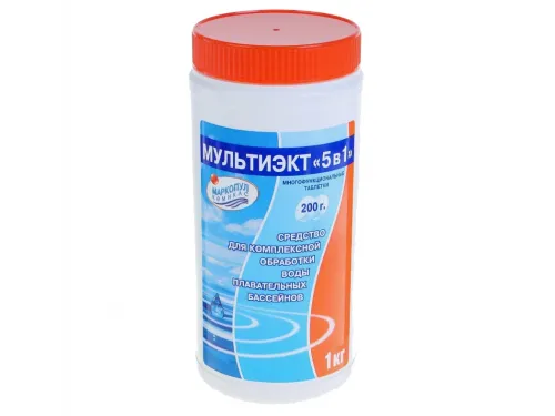МУЛЬТИЭКТ "5 в 1" (банка 1 кг.) таблетки 200 г. для комплексного обеззараживания