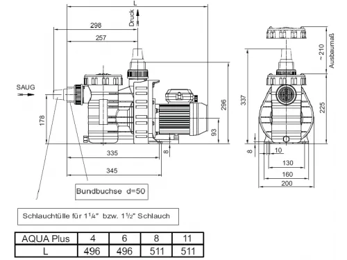 Насос (11 м3/ч, 0.69 кВт/ч, 220В) Aquatechnix Aqua Plus 11