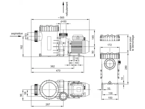 Насос (16 м3/ч, 0.97 кВт/ч, 220В) Aquatechnix Aqua Plus  16