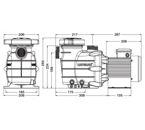 Насос (5.4 м3/ч, 0.38 кВт/ч, 220В) Hayward Powerline 81002