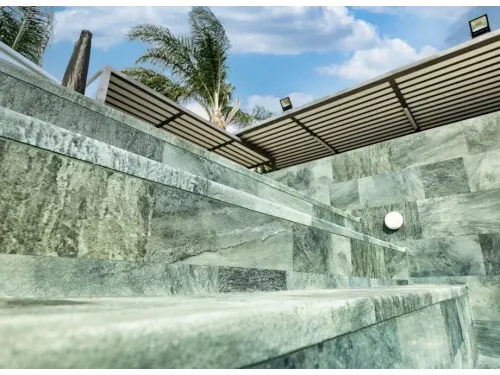 Пленка ПВХ (лайнер) (рулон 1,65*25 м.) HAOGENPLAST 3D STONE TILE 1,65 мм. Emirald