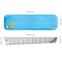 Композитный бассейн Олимпик 12,9*3,7*1,2-1,68 м., Франмер