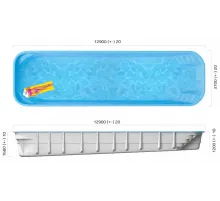 Композитный бассейн Олимпик 12,9*3,7*1,2-1,68 м., Франмер