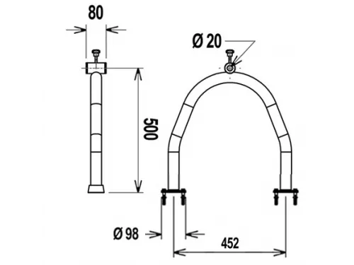 Опора фланцевая двойная штанги ролика из нерж. стали Flexinox (компл. 2 шт.)