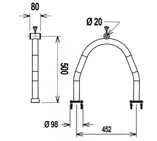 Опора фланцевая двойная штанги ролика из нерж. стали Flexinox (компл. 2 шт.)