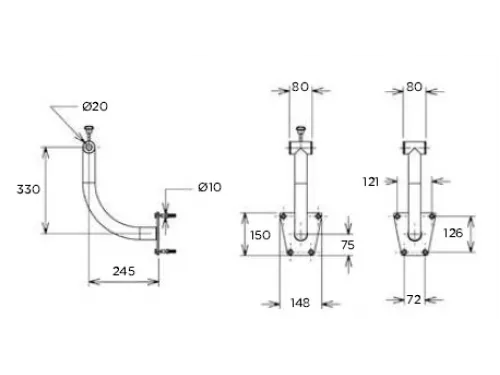 Опора стеновая штанги ролика из нерж. стали Flexinox (компл. 2 шт.)