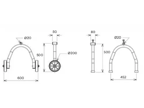 Опора колесная штанги ролика из нерж. стали Flexinox (компл. 2 шт.)