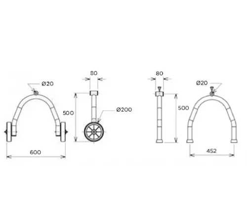 Опора колесная штанги ролика из нерж. стали Flexinox (компл. 2 шт.)