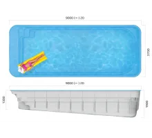 Композитный бассейн Орлеан 9,0*3,7*1,3-1,9 м., Франмер