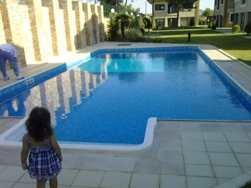 Пленка ПВХ (лайнер) (ш. 1,65 м. / 2,05 м.) Cefil Cyprus Darker 1,5 мм. голубой мрамор