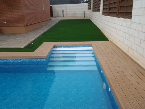 Пленка ПВХ (лайнер) (ш. 1,65 м. / 2,05 м.) Cefil Cyprus Darker 1,5 мм. голубой мрамор