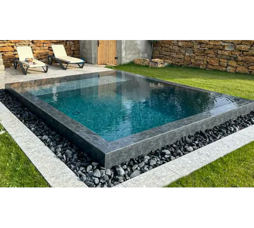 Пленка ПВХ (лайнер) (рулон 1,65*25 м.) CGT AQUASENSE BLACK SLATE 1,7 мм. (камень, рельеф)