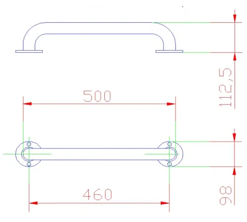 Поручень из нерж. стали 0,5 м. MP05 AISI-304