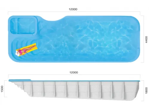 Композитный бассейн Премьер-СПА 12,0*4,4*1,5-1,8 м., Франмер