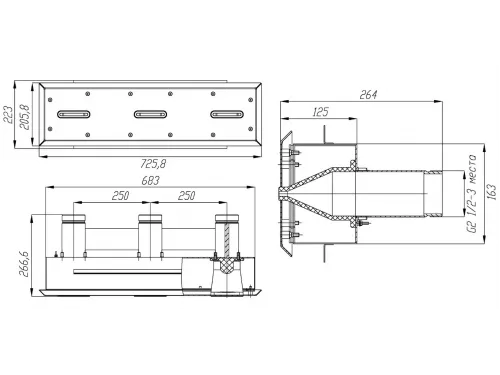 Противоток (150 м.куб./час) (универс.) из нержавеющей стали, ПТ.150 (закладная)