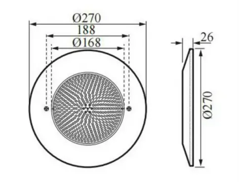 Прожектор (18 Вт/12В) AquaViva HJ-WM-SS270FG 252led из нерж. стали AISI-316 светодиодный RGB цветной