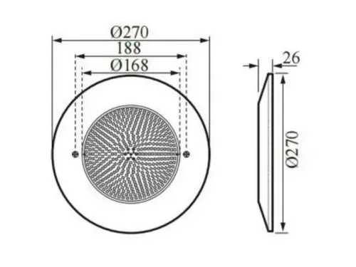 Прожектор (18 Вт/12В) AquaViva HJ-WM-SS270FGV 252led из нерж. стали AISI-316 светодиодный White белый