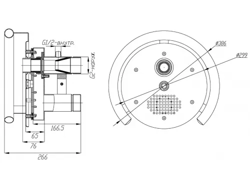Противоток ПТ.50.1 (50 м.куб./час) с пьезо-кнопкой (универс.) из нерж. стал AISI-304 (закладная)