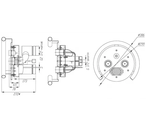 Противоток ПТ.75.0 (75 м.куб./час) с пневмо-кнопкой (универс.) из нерж. стали AISI-304 (закладная)