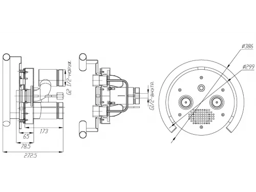 Противоток ПТ.75.1 (75 м.куб./час) с пьезо-кнопкой (универс.) из нерж. стали AISI-304 (закладная)