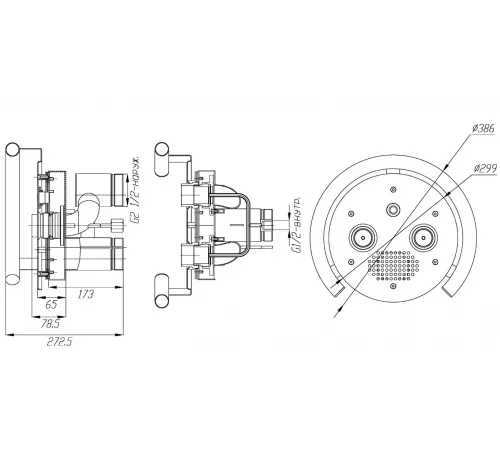 Противоток ПТ.75.1 (75 м.куб./час) с пьезо-кнопкой (универс.) из нерж. стали AISI-304 (закладная)