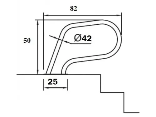 Поручень для спуска в бассейн Р-образный, Aquaviva HGF-7701 (0.8 м) из нерж. стали AISI-304