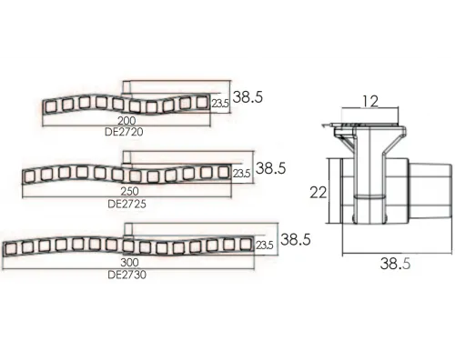 Решетка переливная цветная волна Anti Slip 250 х 26.5 мм красный DE2725W Emaux