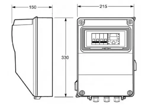 Щит управления с 2 канальным цифровым таймером и трансформатором 300 Вт 12В Kripsol KPOW230Т300