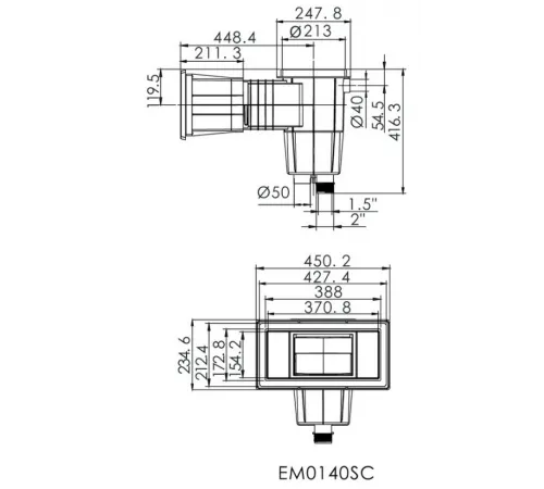 Скиммер (плитка) Aquaviva EM0140-SС Wide с широкой горловиной