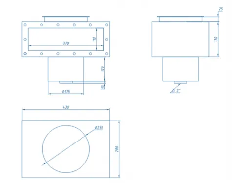 Скиммер АТ 05.12 (универс.) V 35 л., из нерж. стали AISI-304, с широкой рамкой, с переливом